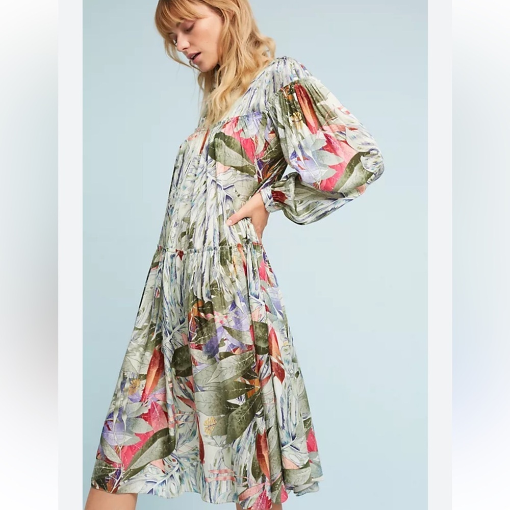 Anthropologie Geisha Designs Cheska Printed Swing Dress - Medium